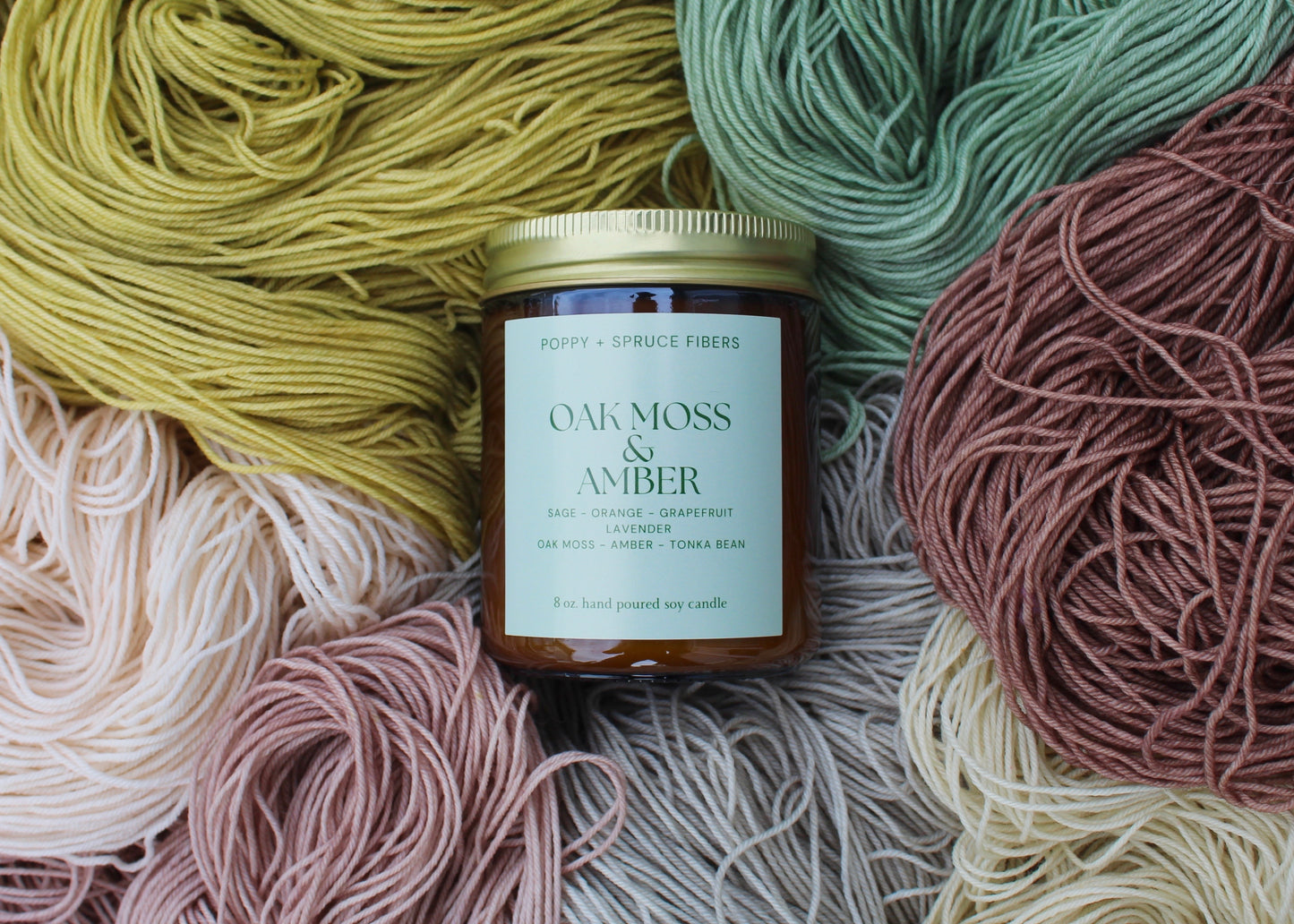 Poppy + Spruce Fibers Exclusive 8 oz Candles With a Wood Wick