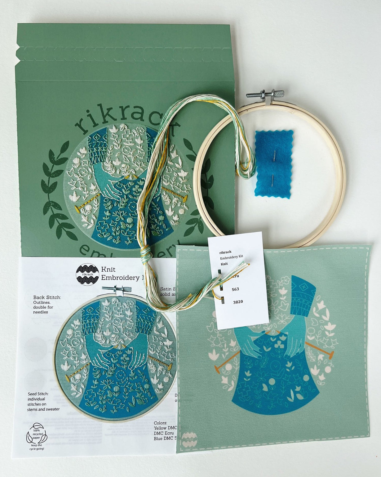 Modern Embroidery Kit - Knitting Hands