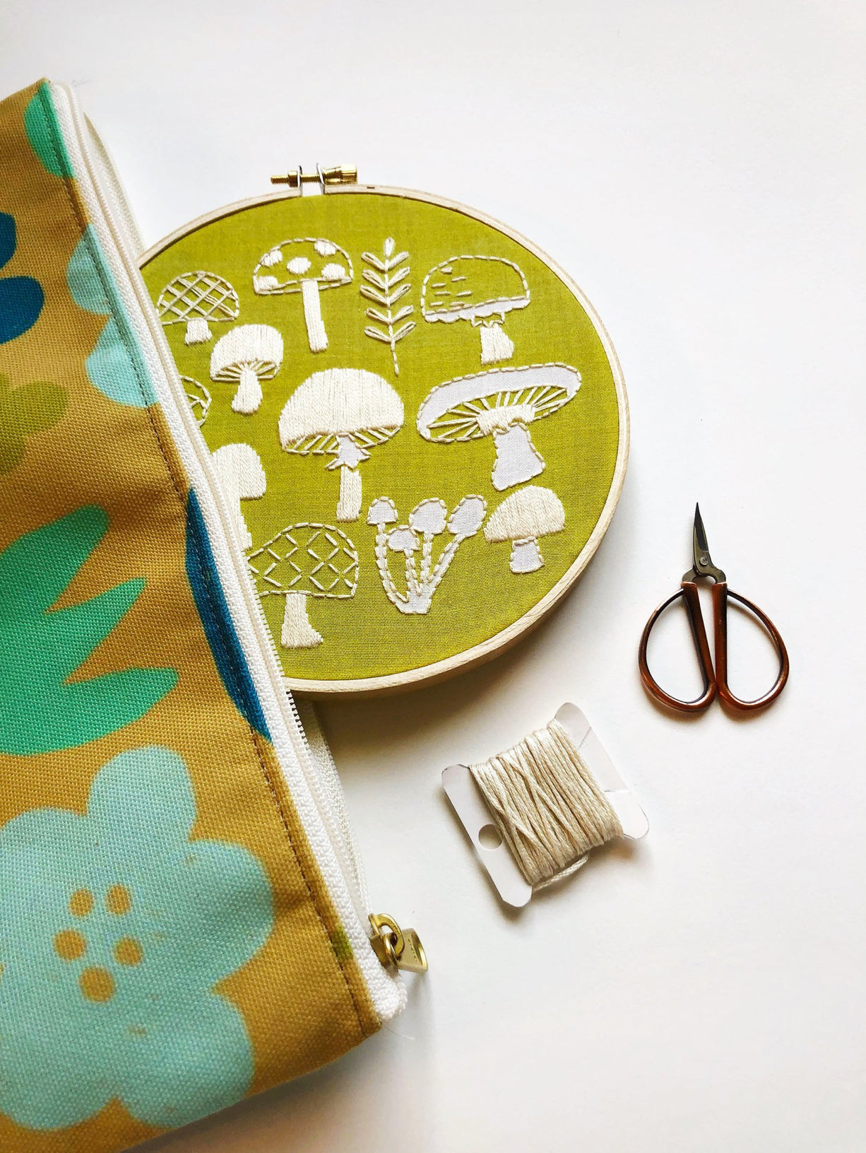 Modern Embroidery Kit - Mushrooms